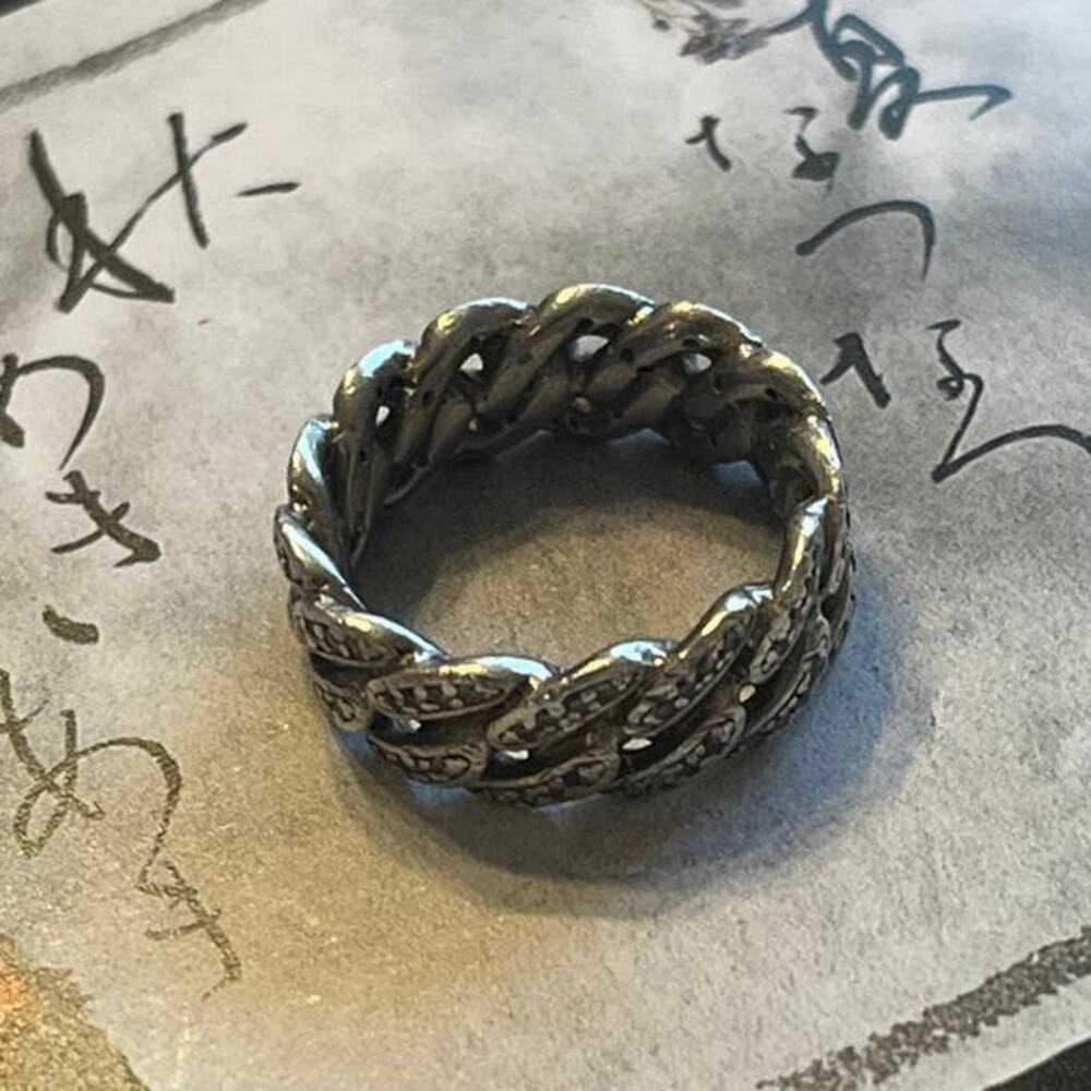 Vintage Silver Possibly Sterling Ring Woven Marcasite Ring CHINA sz 6